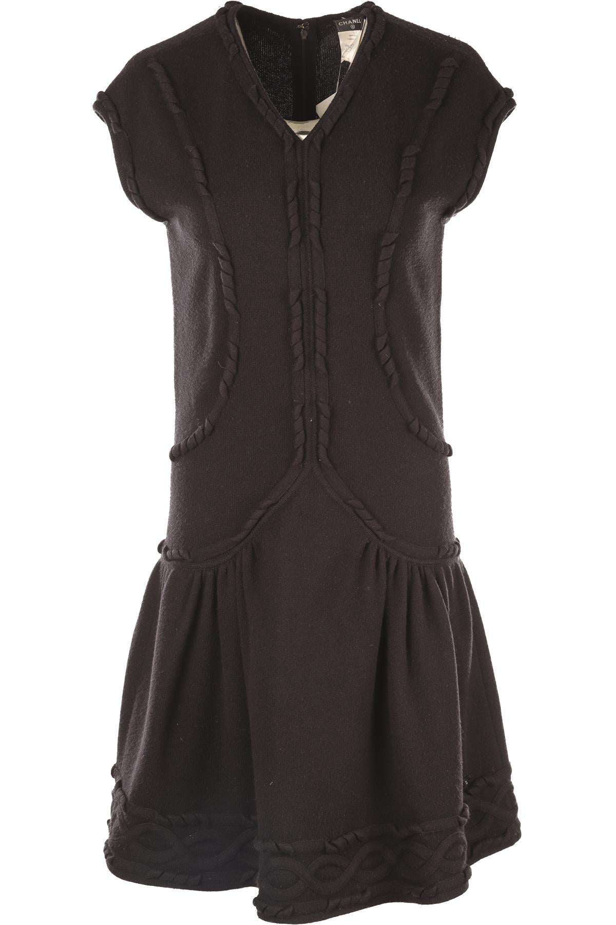 CHANEL BLACK 2011 WOOL DRESS FR 38 UK 10