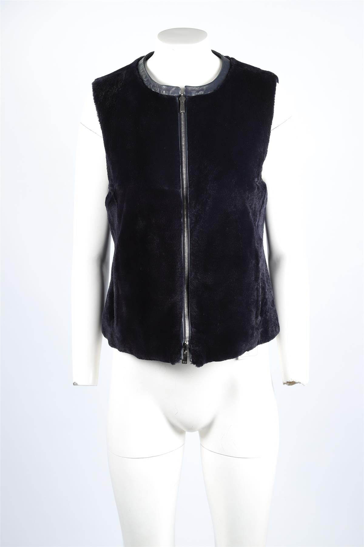 MANRICO CASHMERE NAVY CASHMERE AND FUR GILET MEDIUM