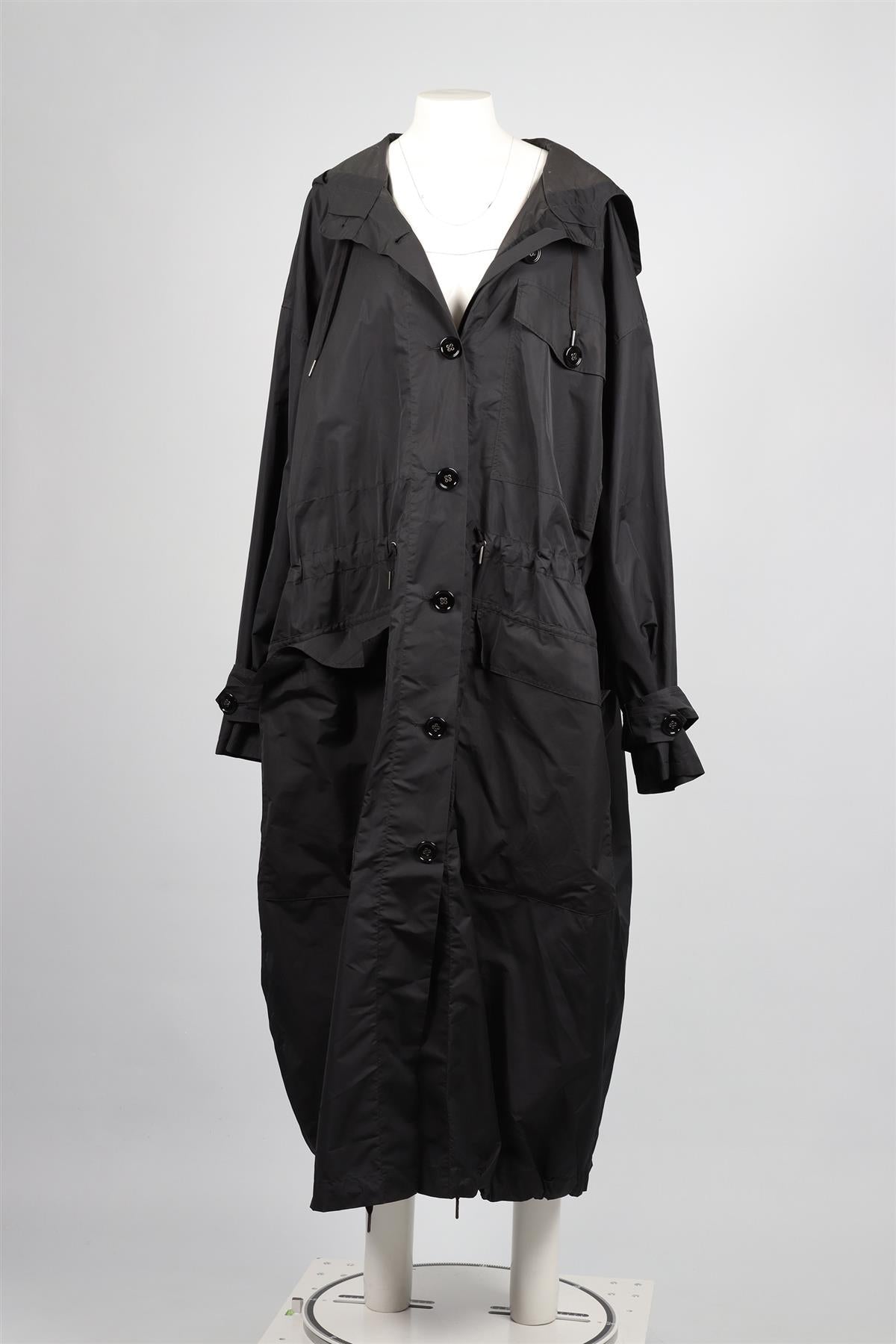 YVES SAINT LAURENT BLACK VINTAGE NYLON COAT FR 38 UK 10