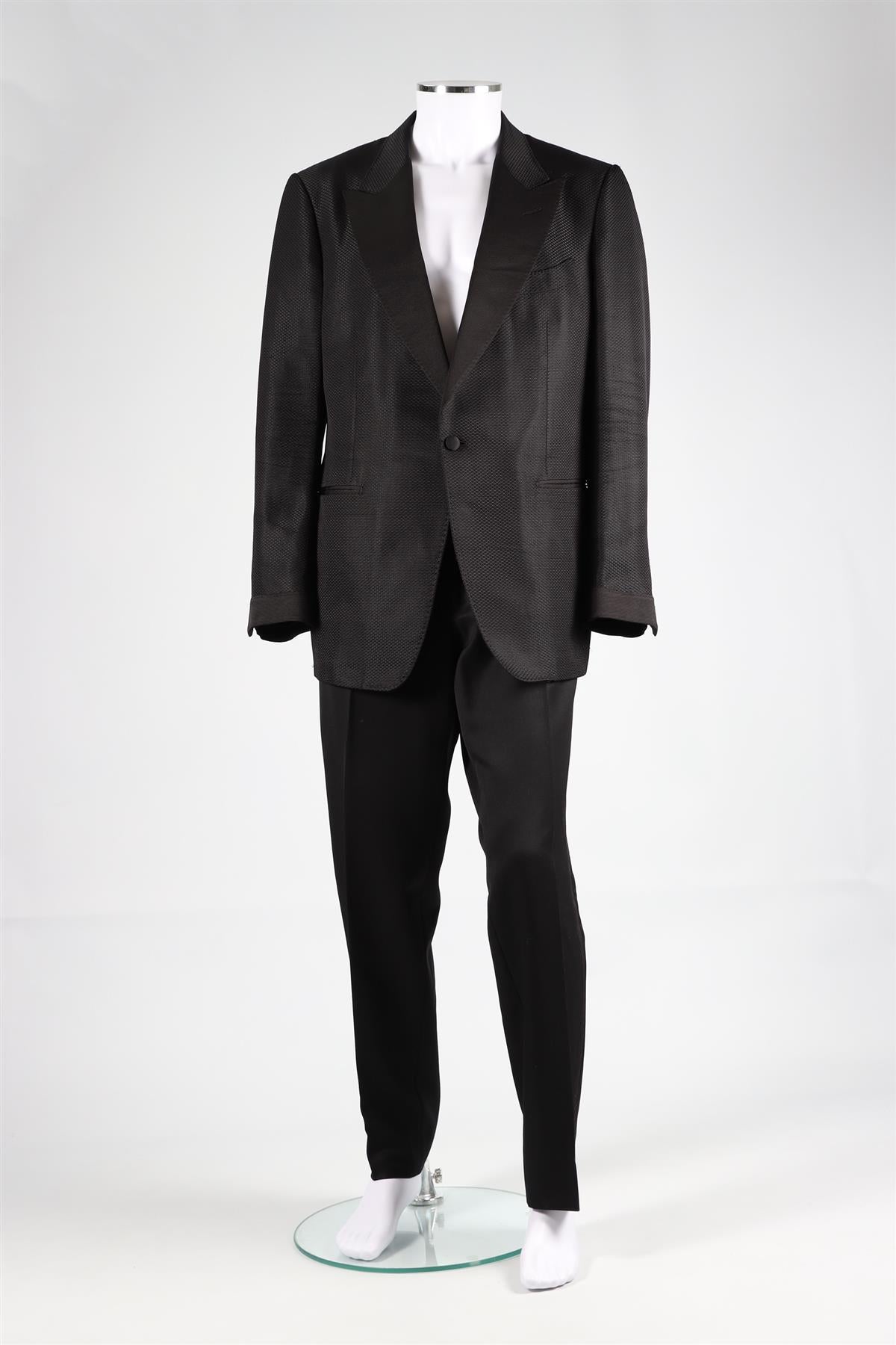 TOM FORD BLACK MEN'S SHELTON WOOL BLEND TWO PIECE TUXEDO SUIT EU 54