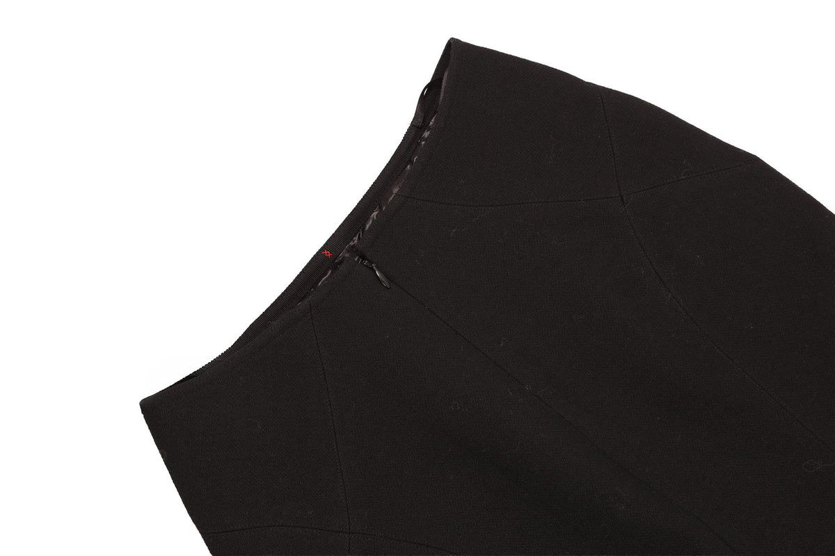 ALAÏA BLACK WOOL MIDI SKIRT FR 36 UK 8