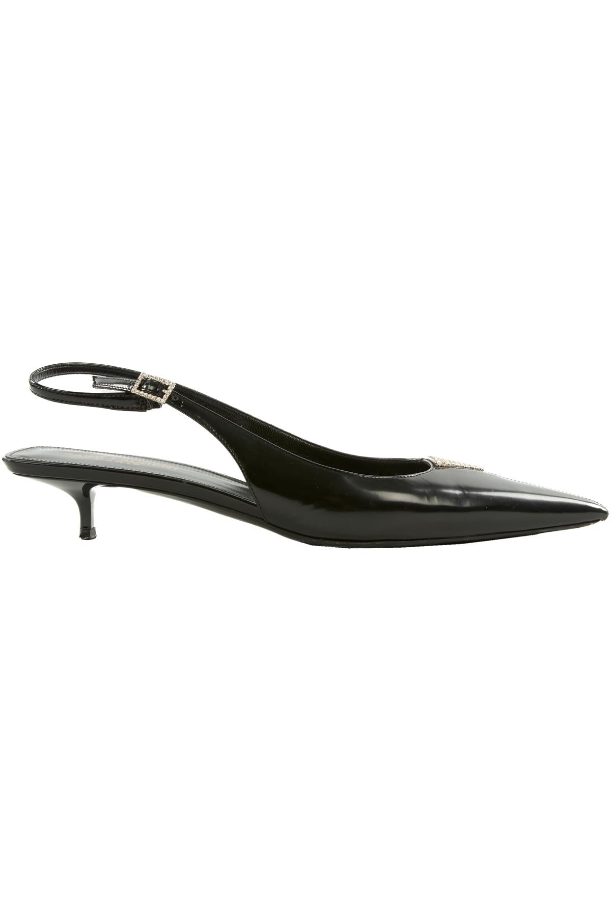 SAINT LAURENT BLACK LEATHER SLINGBACK PUMPS EU 38 UK 5 US 8