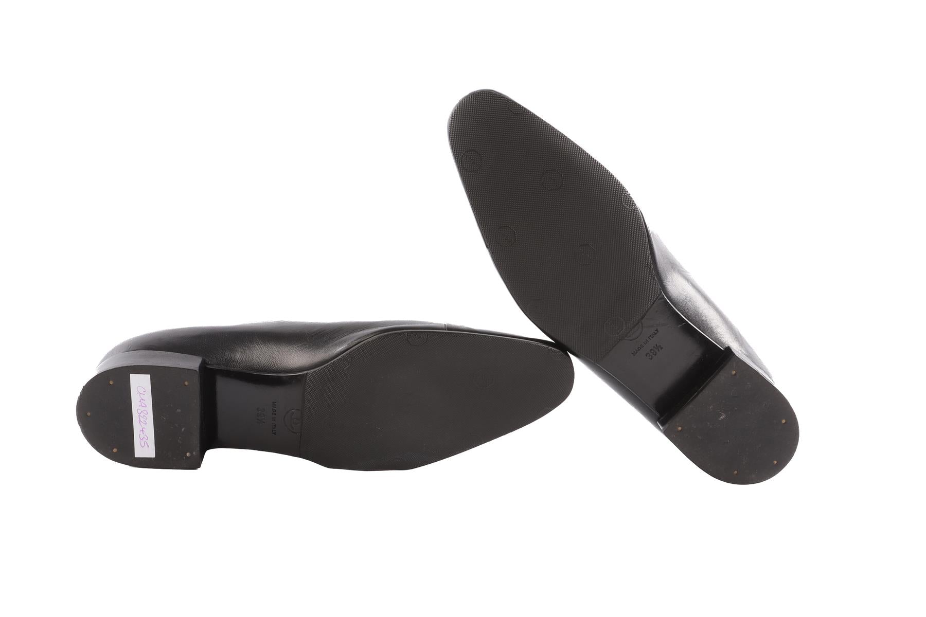 CHANEL BLACK VINTAGE LEATHER BALLET FLATS EU 39 UK 6 US 9