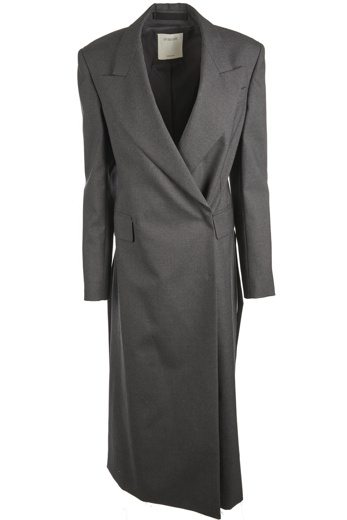 SPORTMAX GREY WOOL COAT IT 42 UK 10