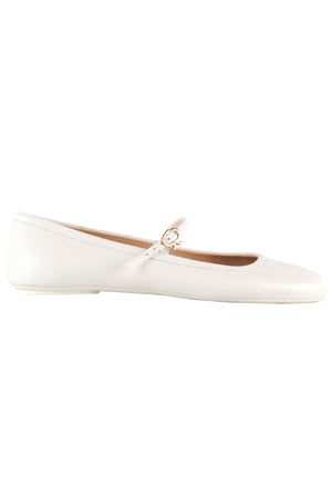 GIANVITO ROSSI WHITE LEATHER BALLET FLATS EU 38 UK 5 US 8