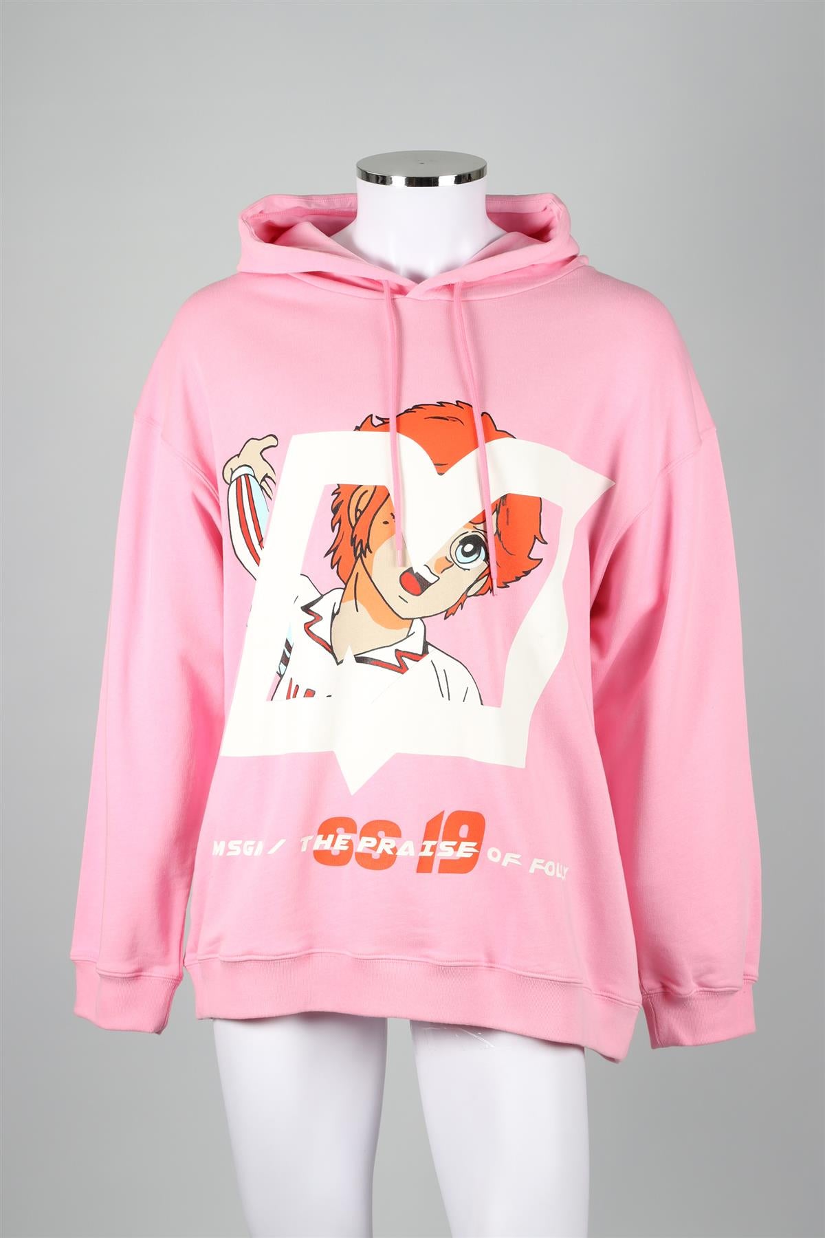 MSGM PINK MEN'S COTTON HOODIE LARGE