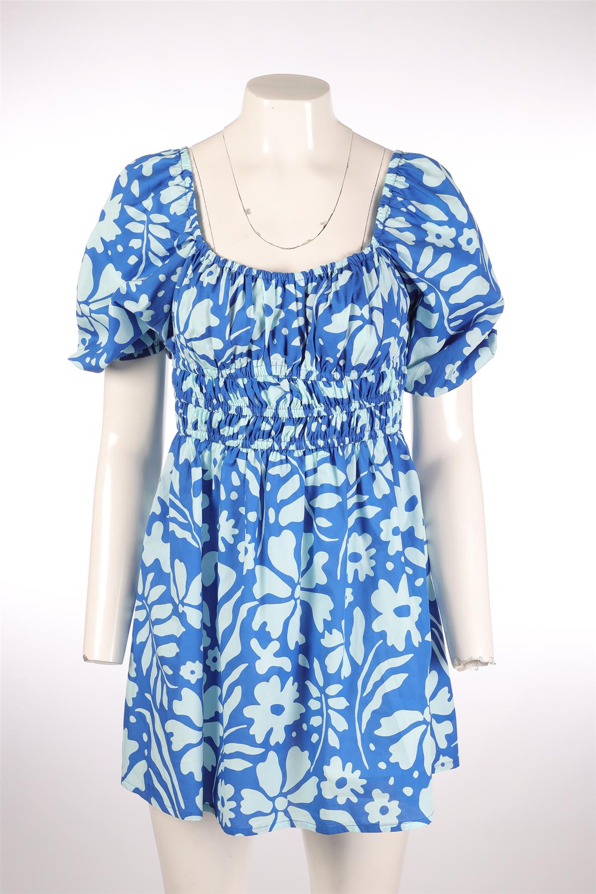 FAITHFUL THE BRAND BLUE COTTON MINI DRESS MEDIUM