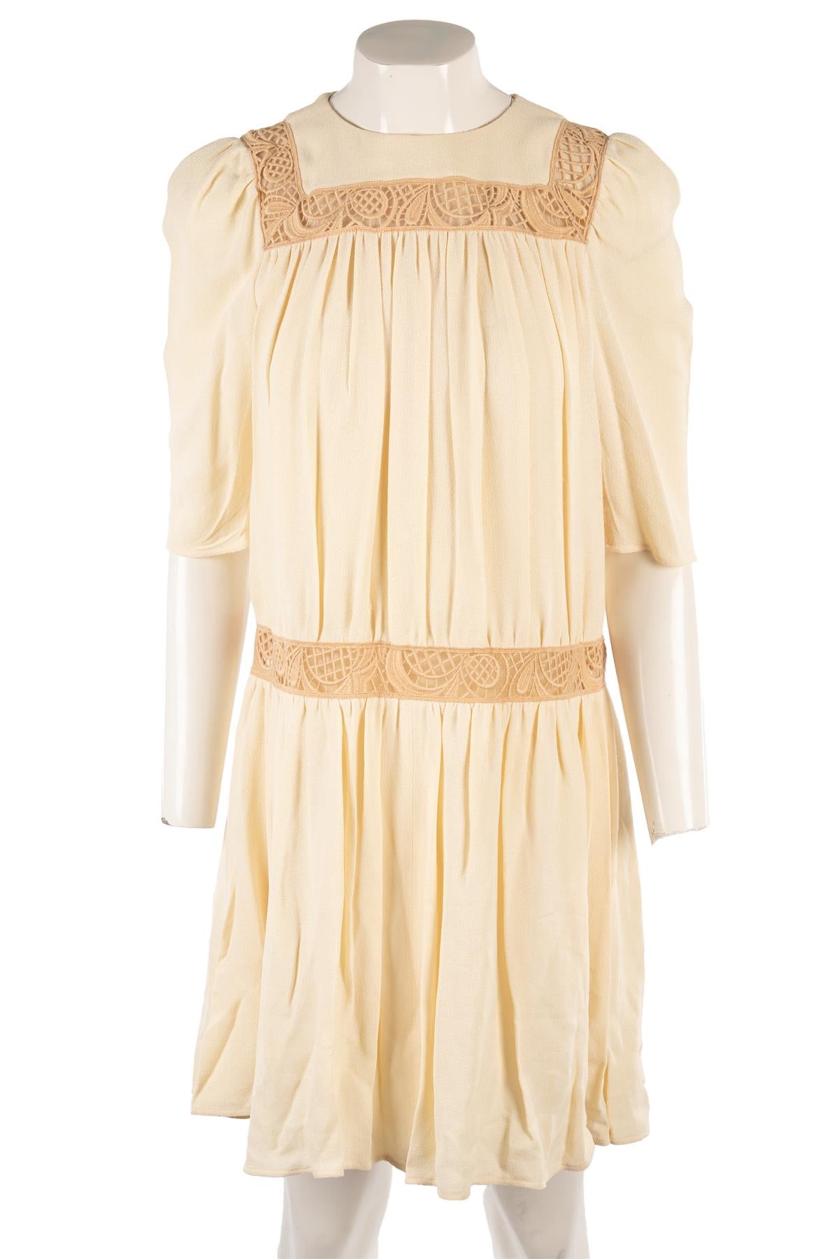 CHLOÉ CREAM CREPE MINI DRESS FR 36 UK 8