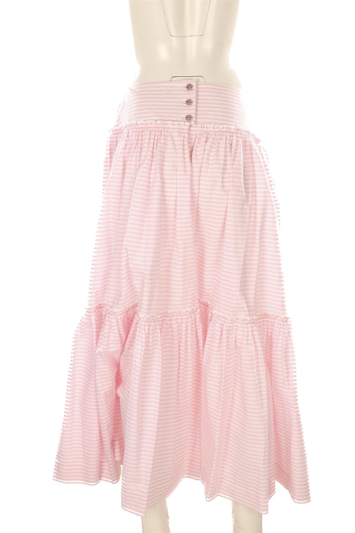 CHANEL PINK 2024 COTTON MAXI SKIRT FR 38 UK 10