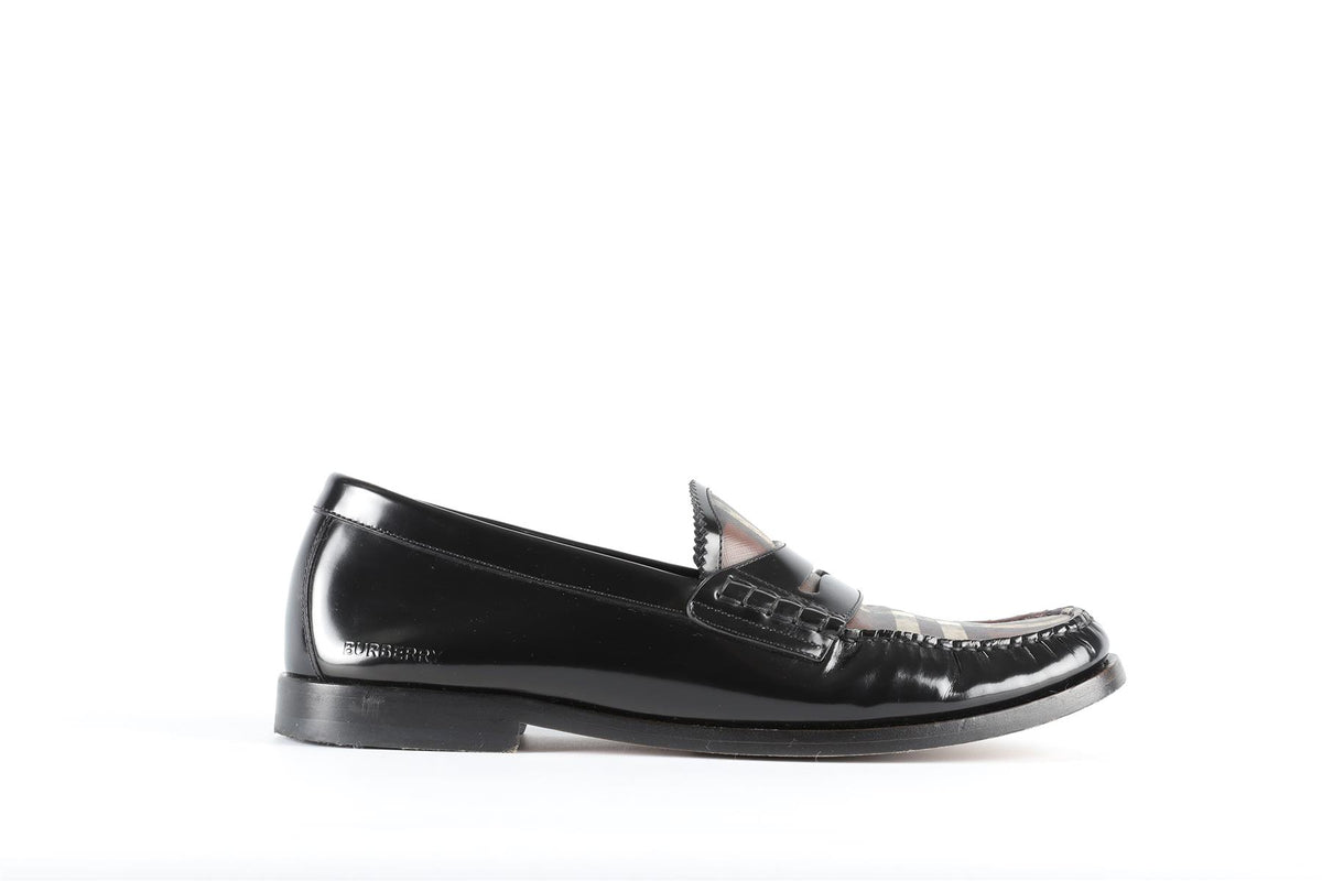 BURBERRY BLACK MEN'S LEATHER LOAFERS EU 41.5 UK 7.5 US 8.5