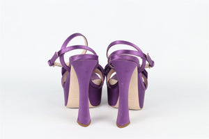 MIU MIU PURPLE SATIN PLAFORM SANDALS EU 38.5 UK 5.5 US 8.5