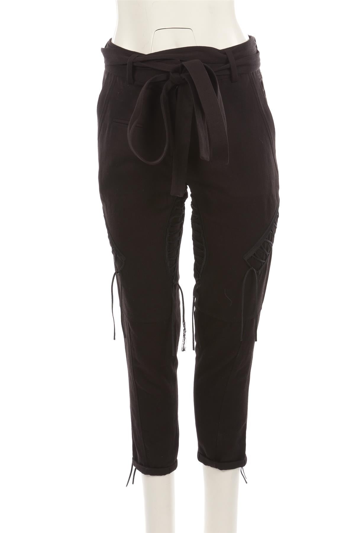 SAINT LAURENT BLACK COTTON CARGO PANTS FR 34 UK 6