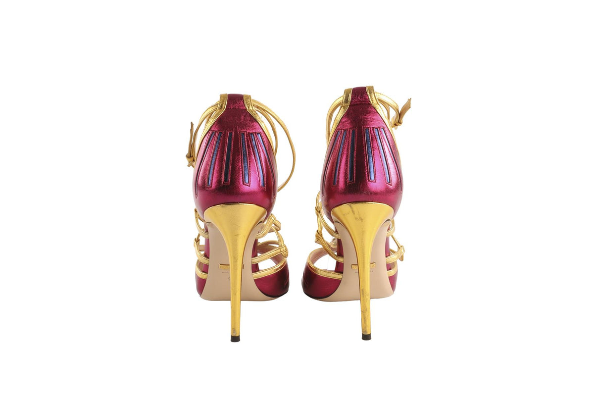 GUCCI PINK LEATHER SANDALS EU 40 UK 7 US 10