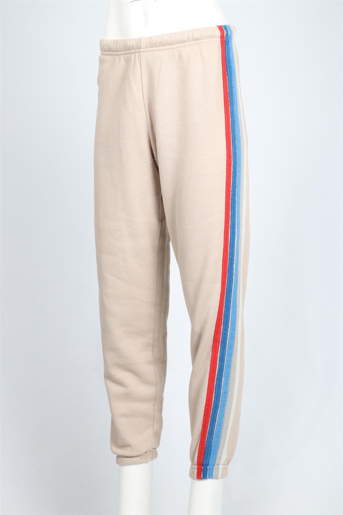 AVIATOR NATION BEIGE COTTON BLEND TRACK PANTS SMALL