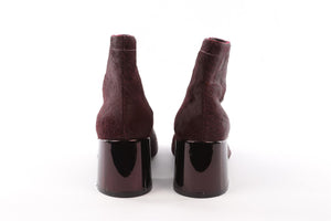 MM6 MAISON MARGIELO BURGUNDY CALF HAIR ANKLE BOOTS EU 40.5 UK 7.5 US 10.5