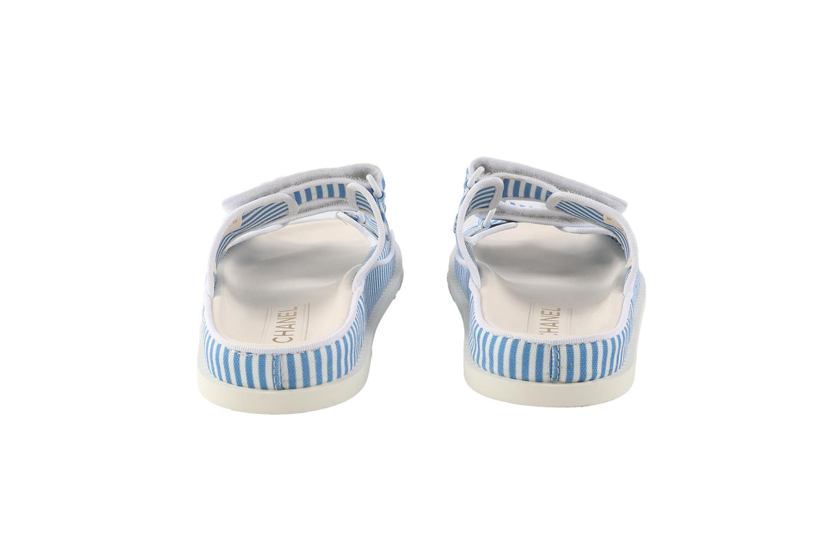 CHANEL BLUE 2024 DAD CANVAS SANDALS EU 38 UK 5 US 8