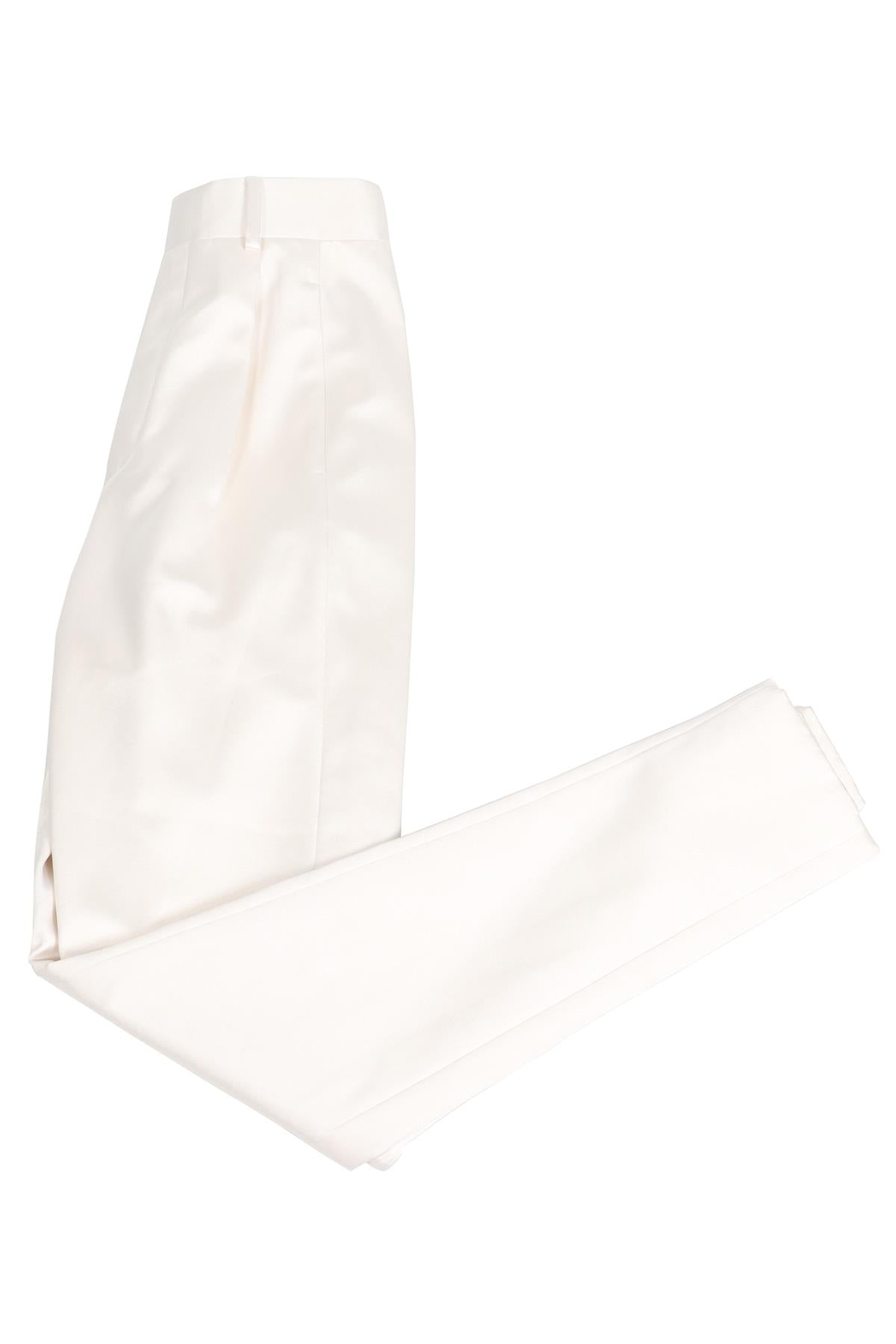 SAINT LAURENT IVORY SATIN TAPERED PANTS FR 34 UK 6