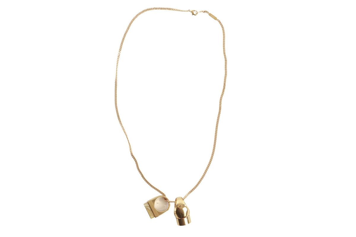 CHLOÉ GOLD RING GOLD TONE CHAIN NECKLACE