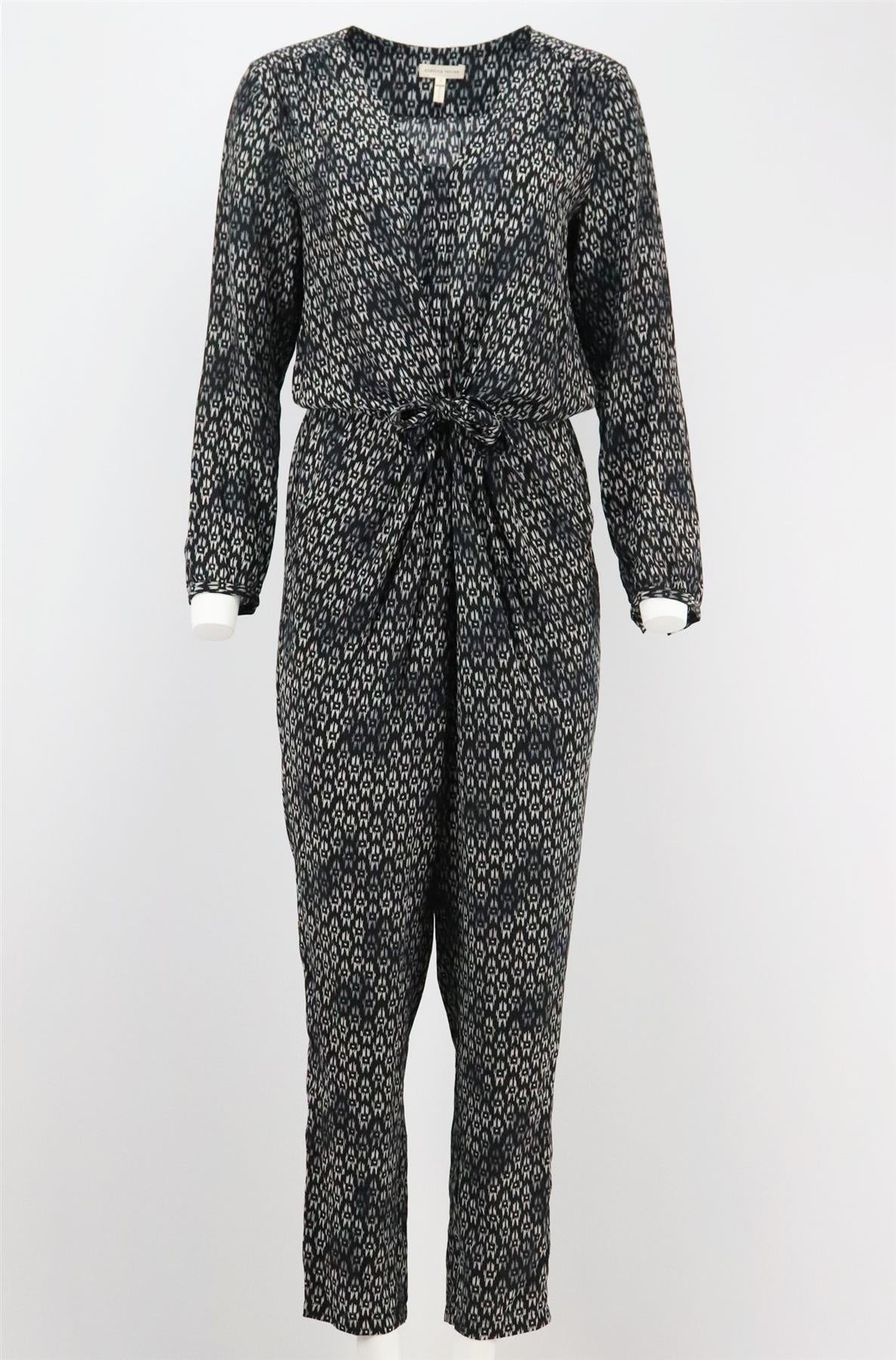 REBECCA TAYLOR TIE FRONT PRINTED SILK JUMPSUIT US 8 UK 12