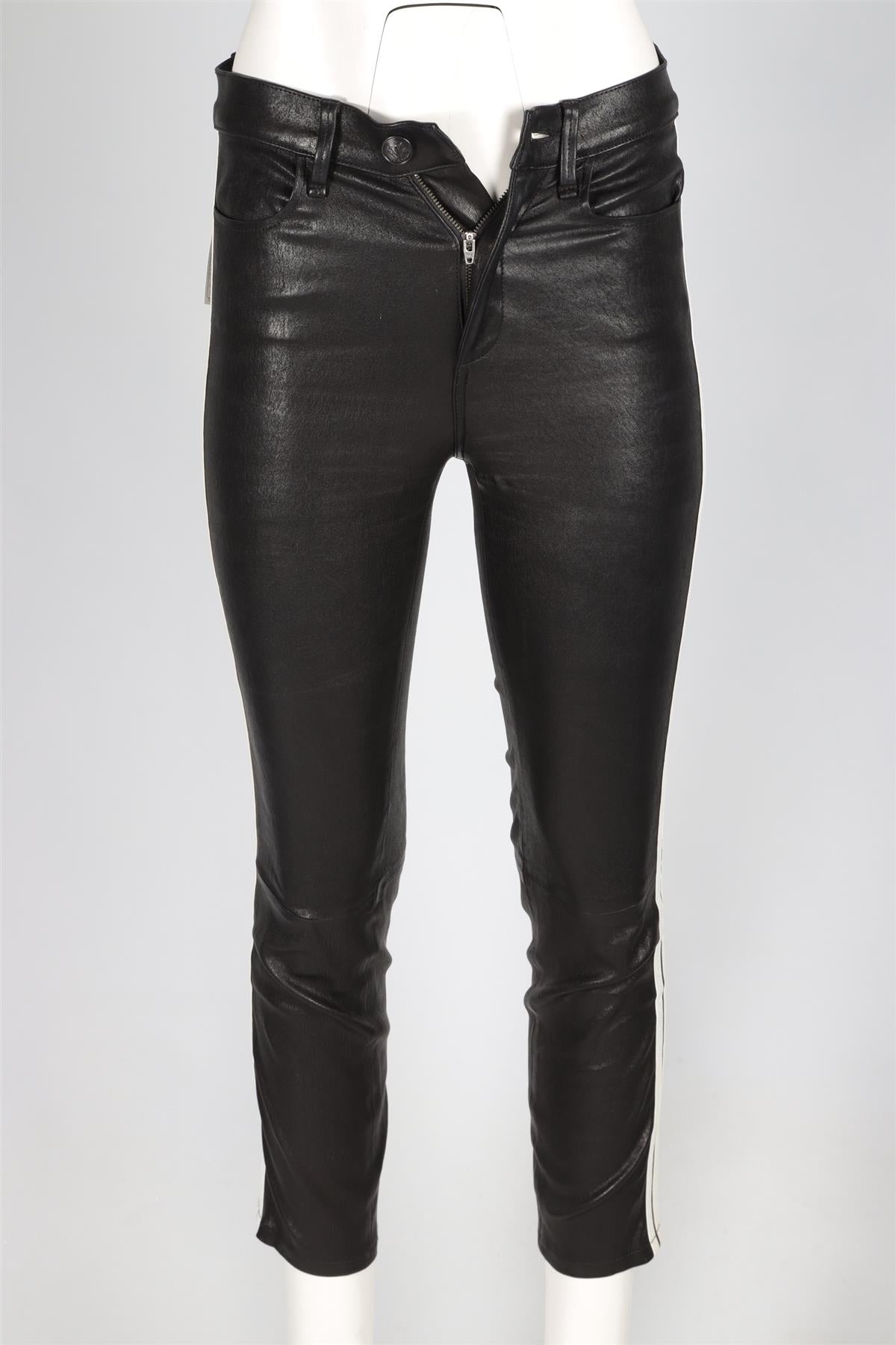 RAG & BONE BLACK LEATHER SKINNY PANTS W28 UK 10