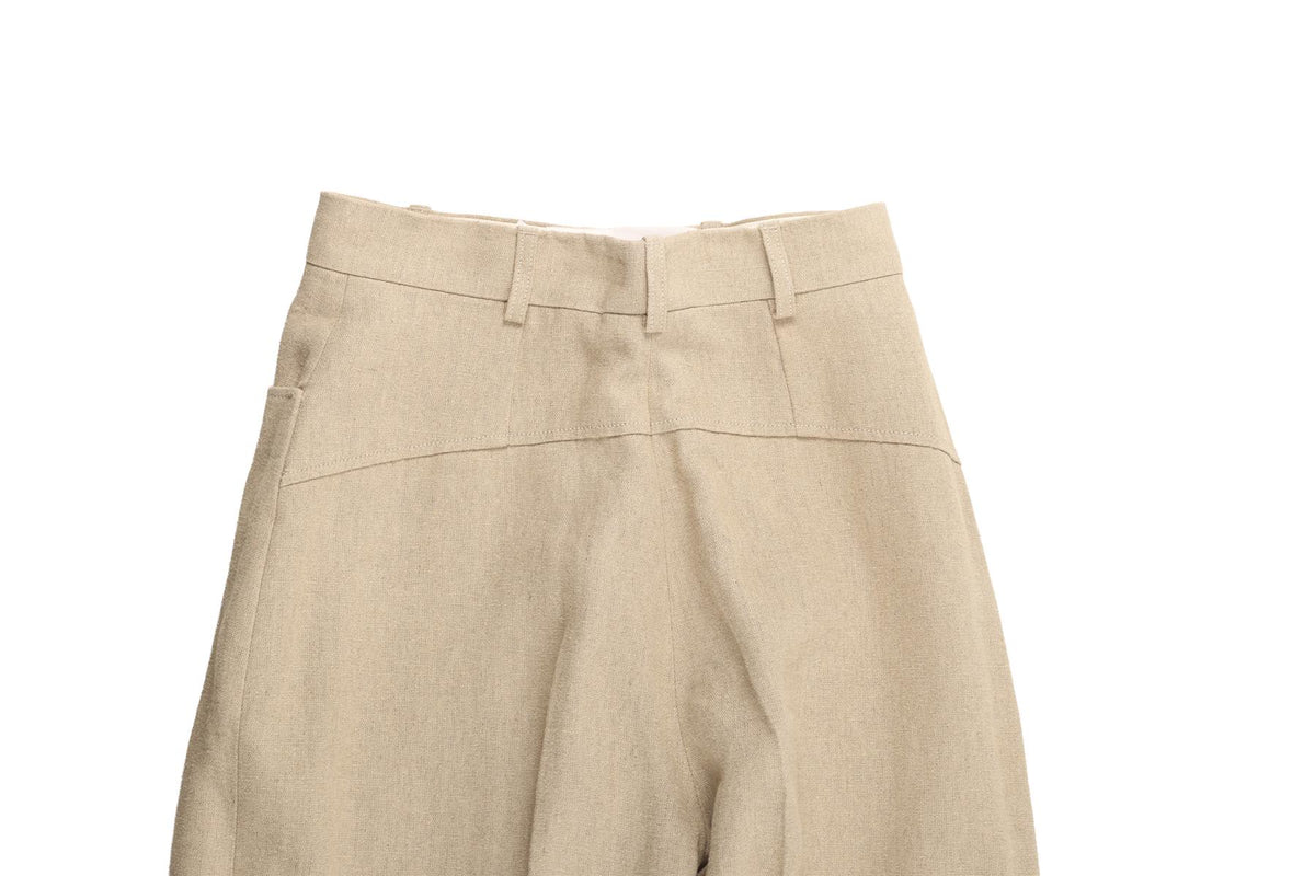 JACQUEMUS BEIGE LINEN STRAIGHT LEG PANTS FR 34 UK 6