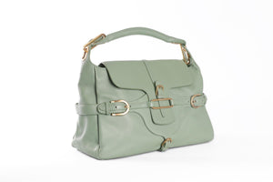 JIMMY CHOO GREEN TULITA LEATHER SHOULDER BAG