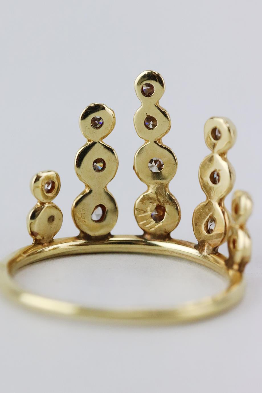 JACQUIE AICHE 14K YELLOW GOLD PAVE DIAMOND STACK RING 16 MM