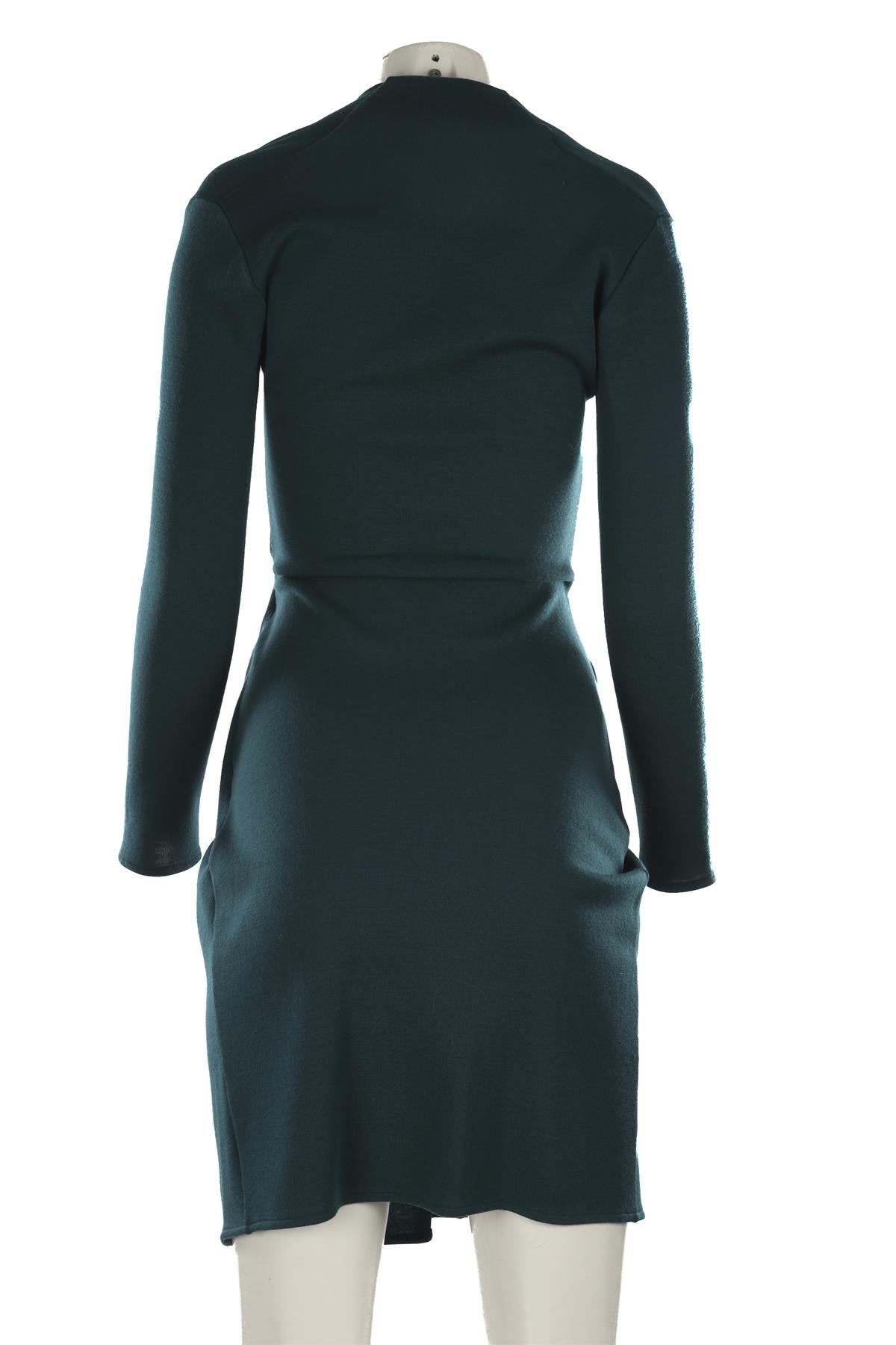 LANVIN GREEN WOOL MIDI DRESS FR 36 UK 8