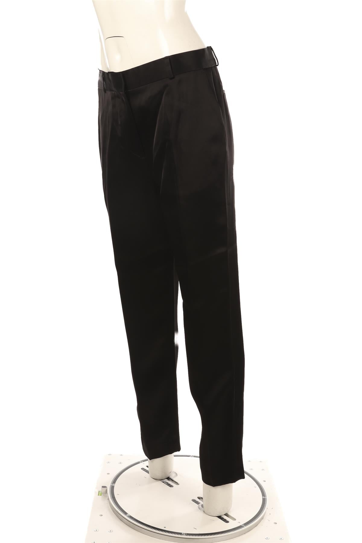 TOTEME BLACK SATIN TAPERED PANTS FR 36 UK 8