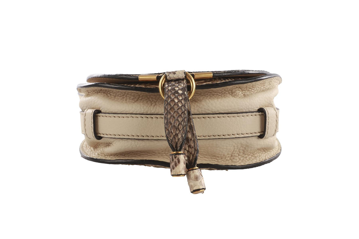 CHLOÉ BEIGE MARCIE SMALL PYTHON SHOULDER BAG