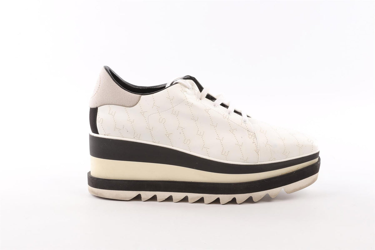 STELLA MCCARTNEY WHITE FAUX LEATHER PLATFORM BROGUES EU 40.5 UK 7.5 US 10.5