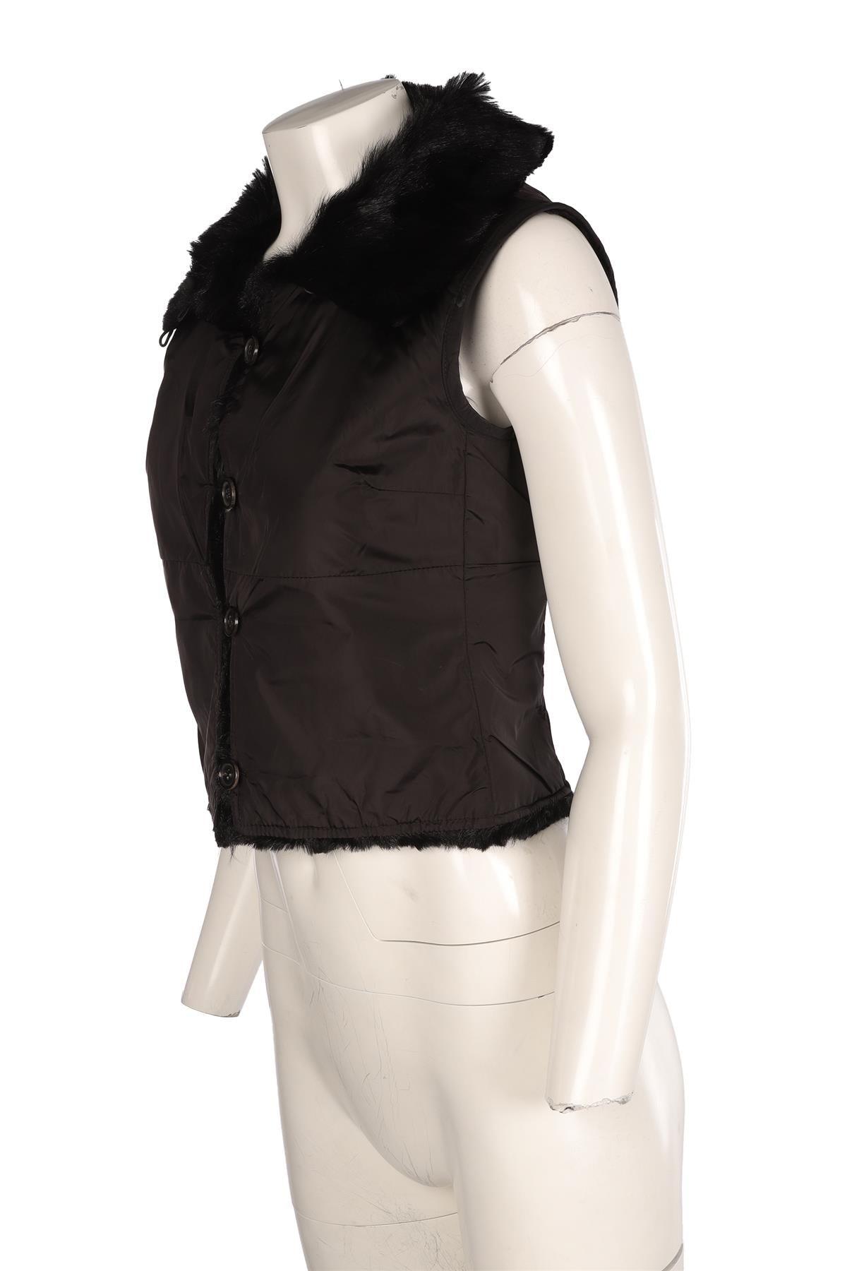PRADA BLACK SHEARLING GILET IT 38