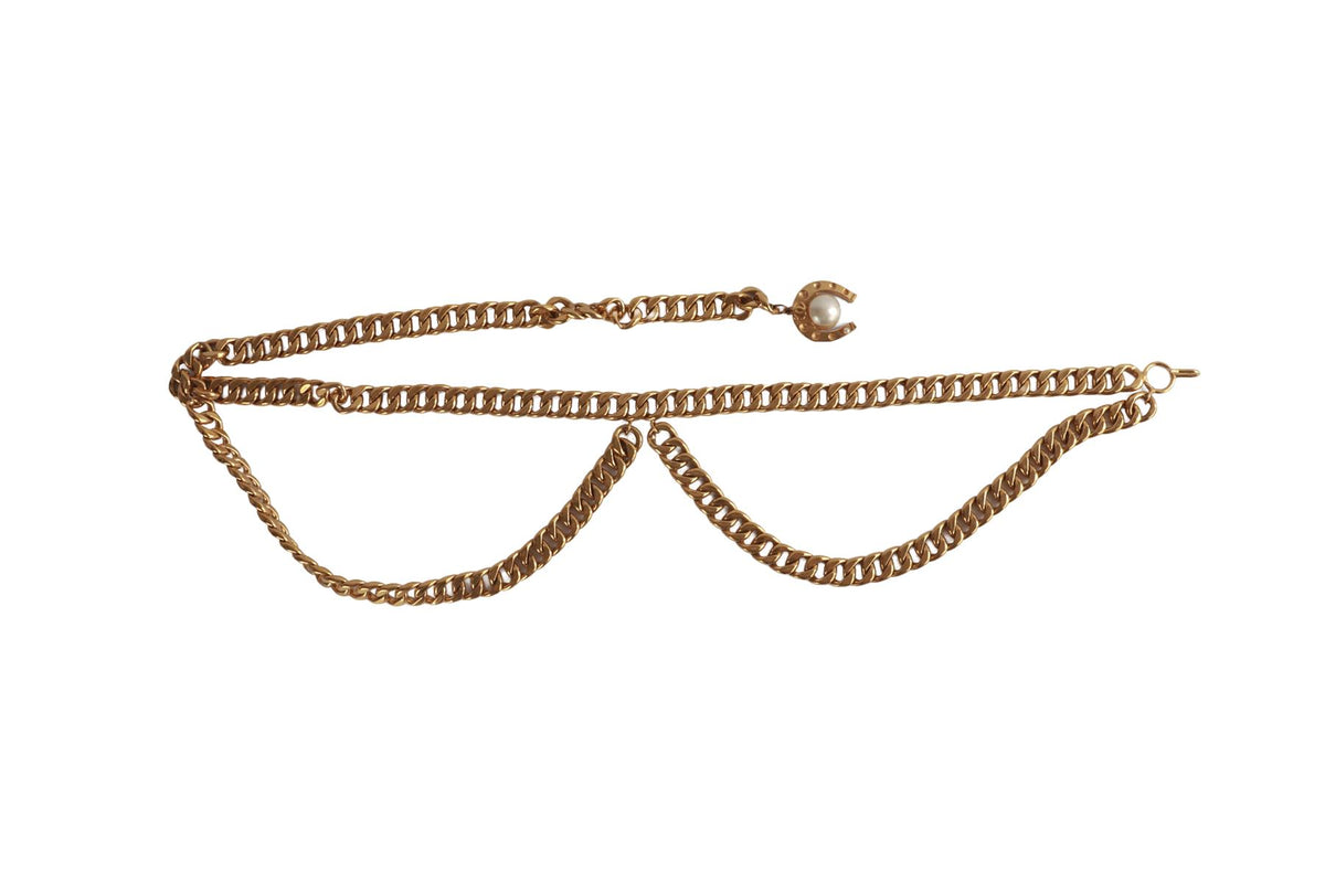 CHANEL GOLD VINTAGE GOLD TONE CHAIN WAIST BELT