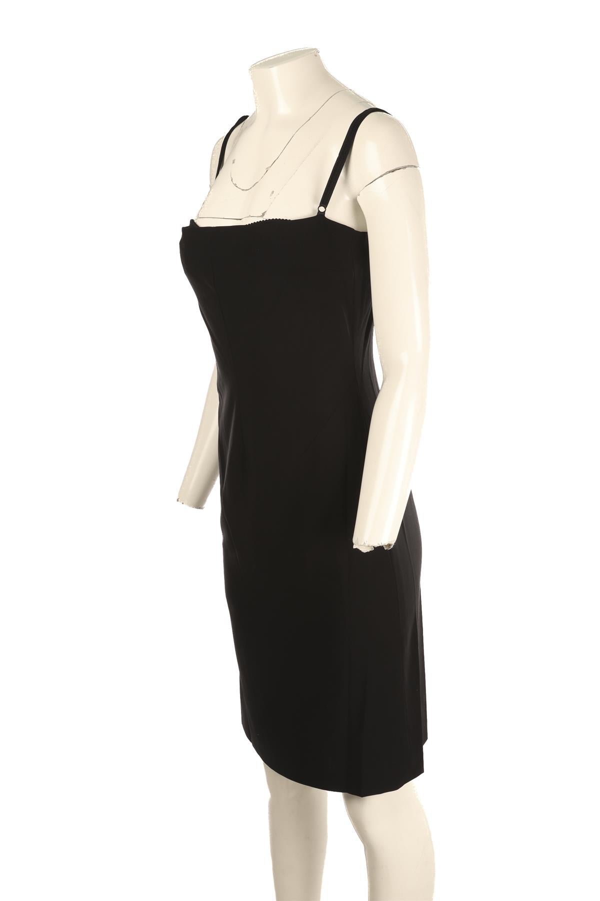 DOLCE & GABBANA BLACK WOOL MINI DRESS IT 44 UK 12