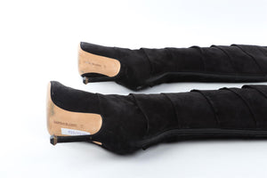 MANOLO BLAHNIK BLACK SUEDE KNEE HIGH BOOTS EU 38 UK 5 US 8