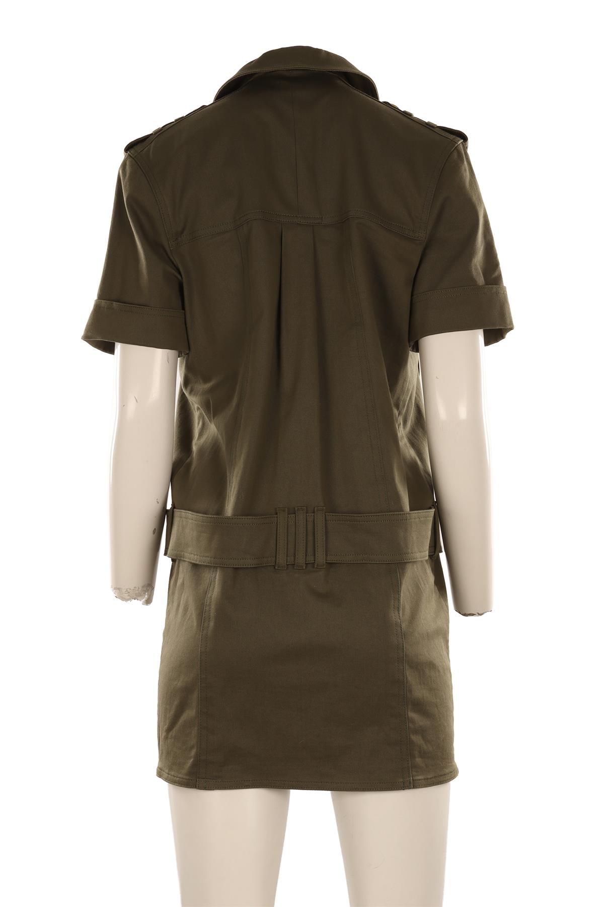 BALMAIN GREEN COTTON MINI DRESS FR 42 UK 14