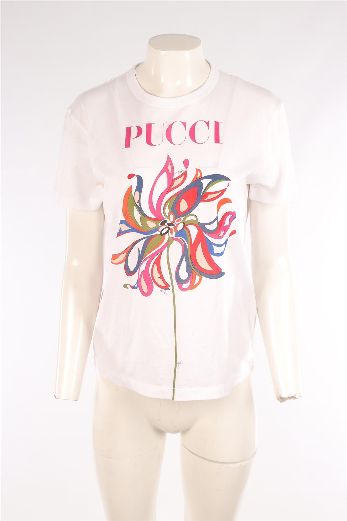 PUCCI WHITE COTTON T-SHIRT SMALL