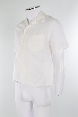 DE BONNE FACTURE WHITE MEN'S LINEN SHIRT FR 48 UK/US 38