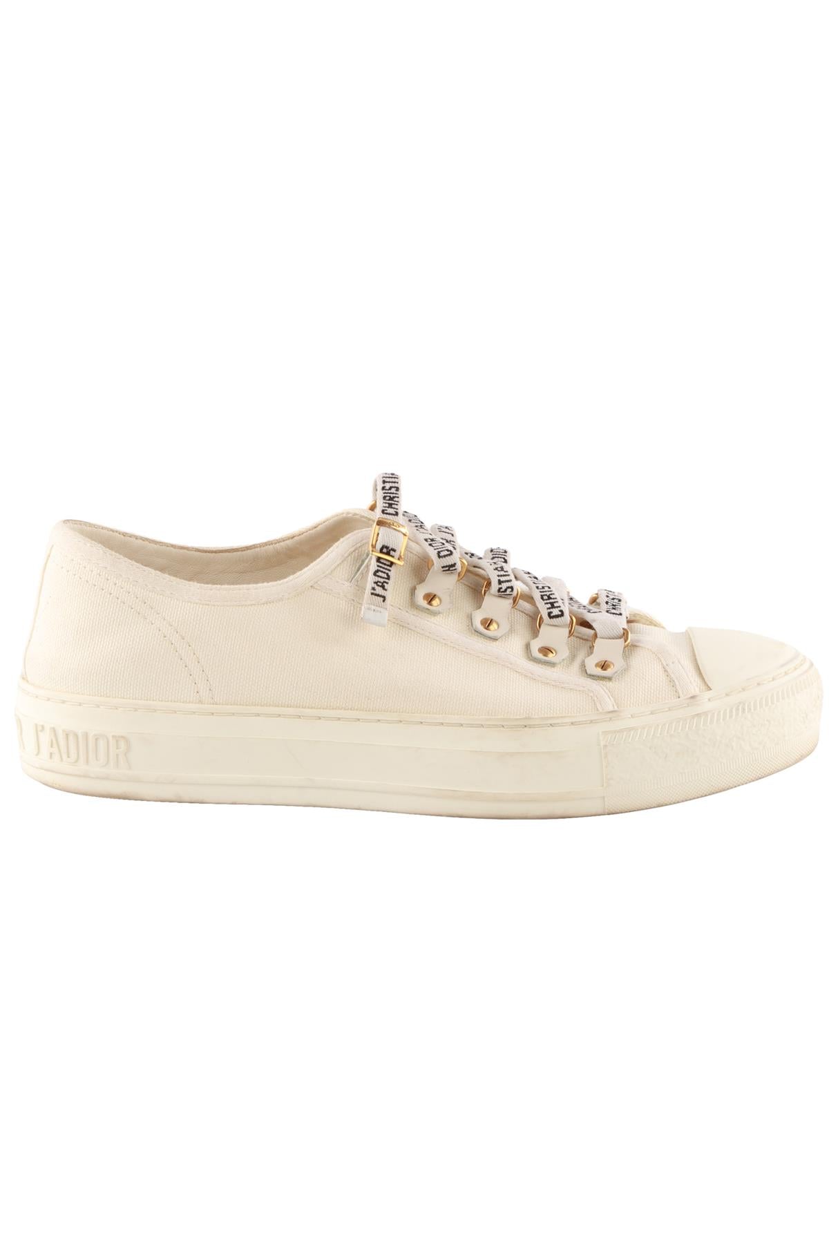 CHRISTIAN DIOR ECRU WALK'N'DIOR FABRIC SNEAKERS EU 38.5 UK 5.5 US 8.5