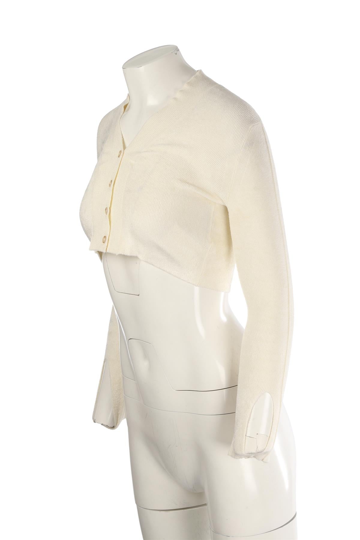 JACQUEMUS CREAM KNIT CARDIGAN FR 36 UK 8