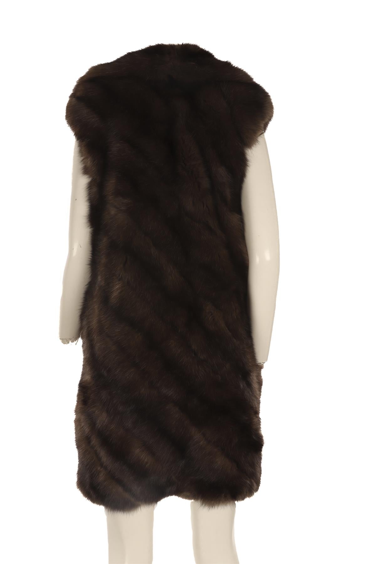 DENNIS BASSO BROWN SABLE FUR GILET SMALL