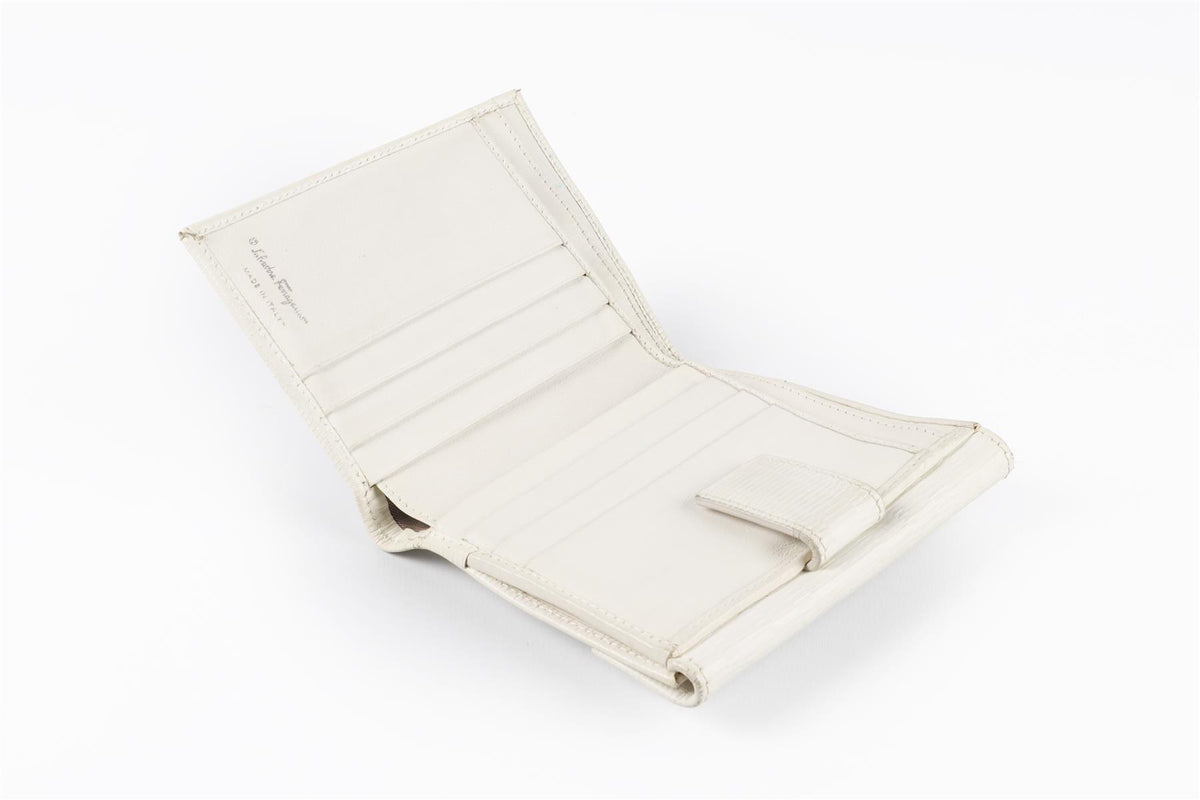 SALVATORE FERAGAMO WHITE LEATHER PURSE