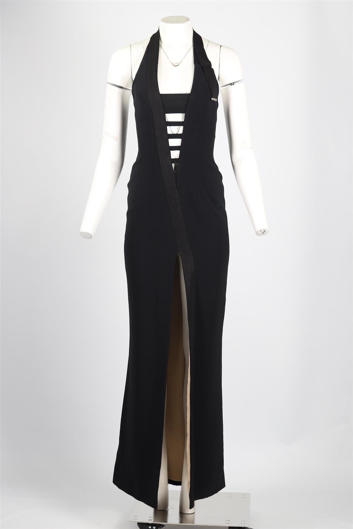 MUGLER HALTERNECK CREPE MAXI DRESS FR 38 UK 10