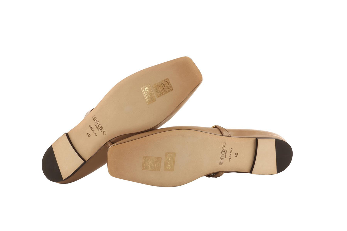 BEIGE LEATHER BALLET FLATS