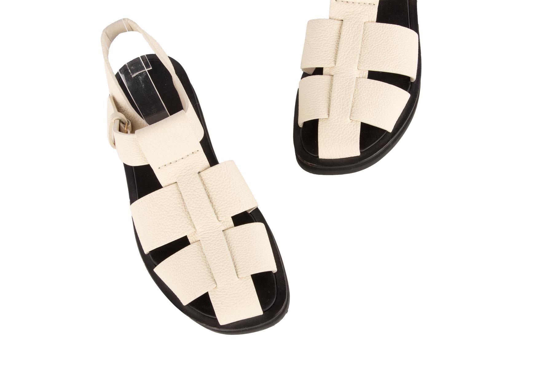 THE ROW IVORY FISHERMAN LEATHER SANDALS EU 38 UK 5 US 8