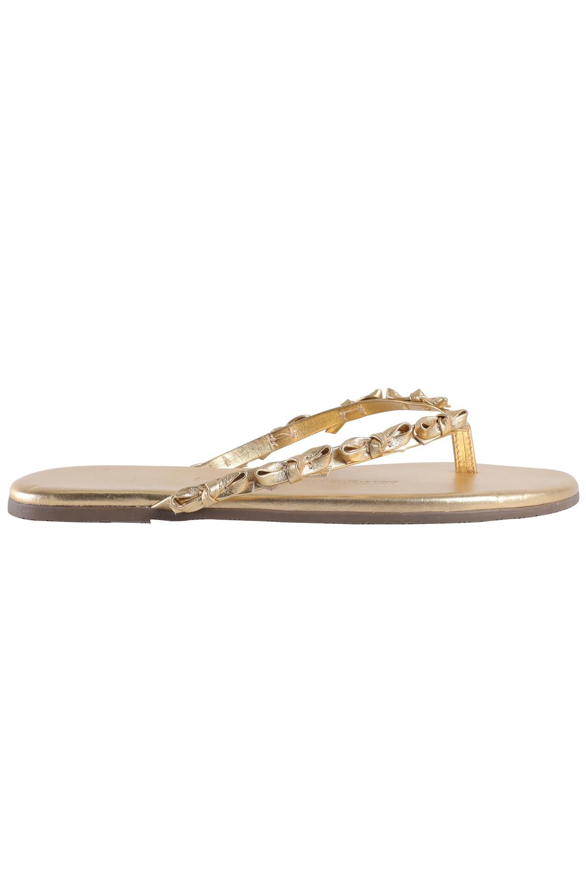LOVESHACKFANCY + TKEES GOLD LEATHER FLIP FLOPS EU 36 UK 3 US 5