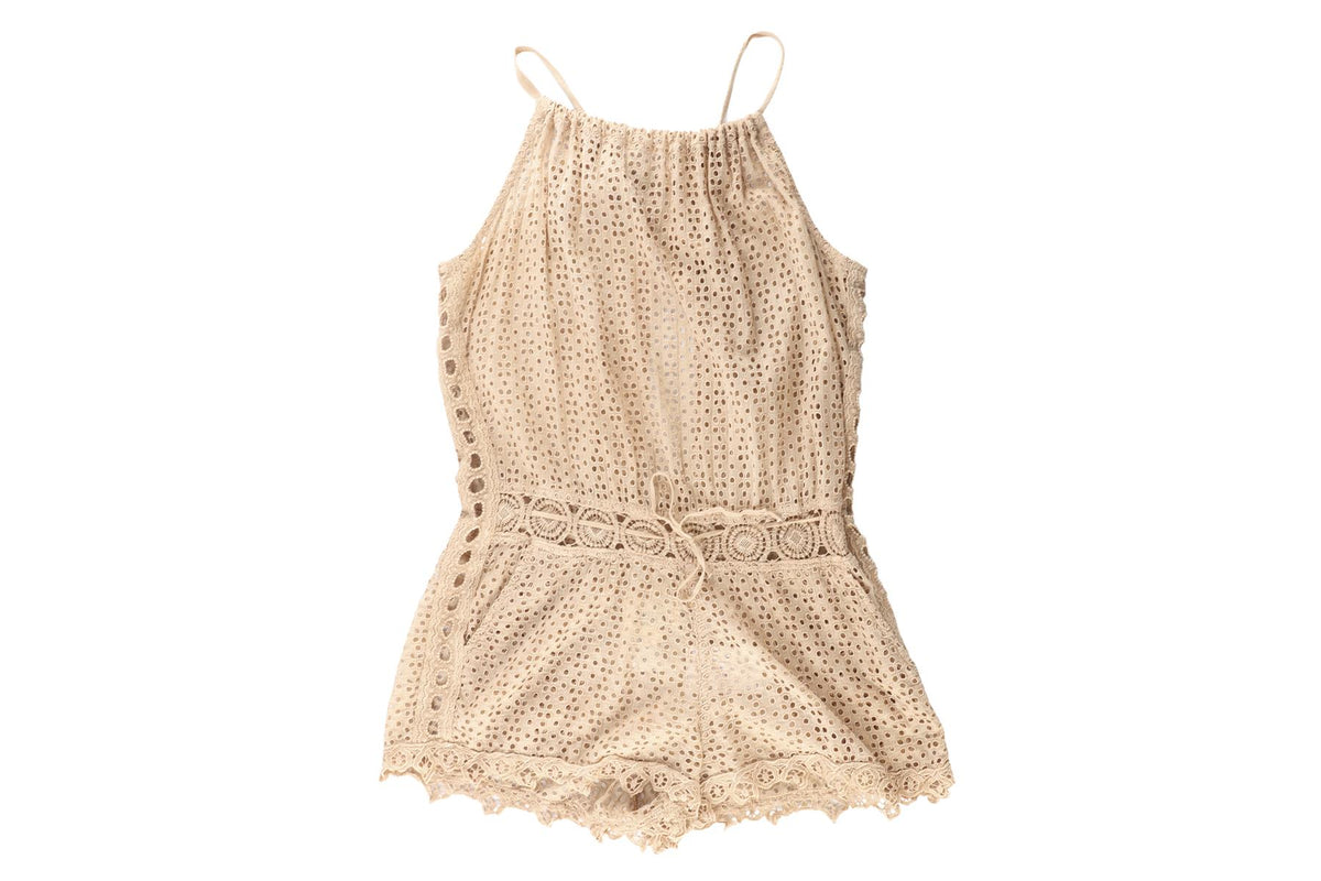 SUNDAY ST TROPEZ BEIGE COTTON PLAYSUIT SMALL