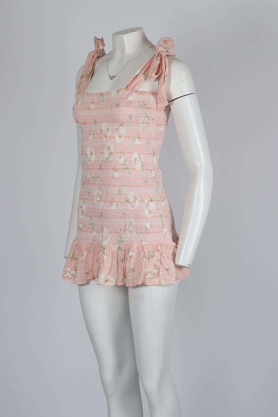 LOVESHACKFANCY FLORAL PRINT COTTON MINI DRESS MEDIUM