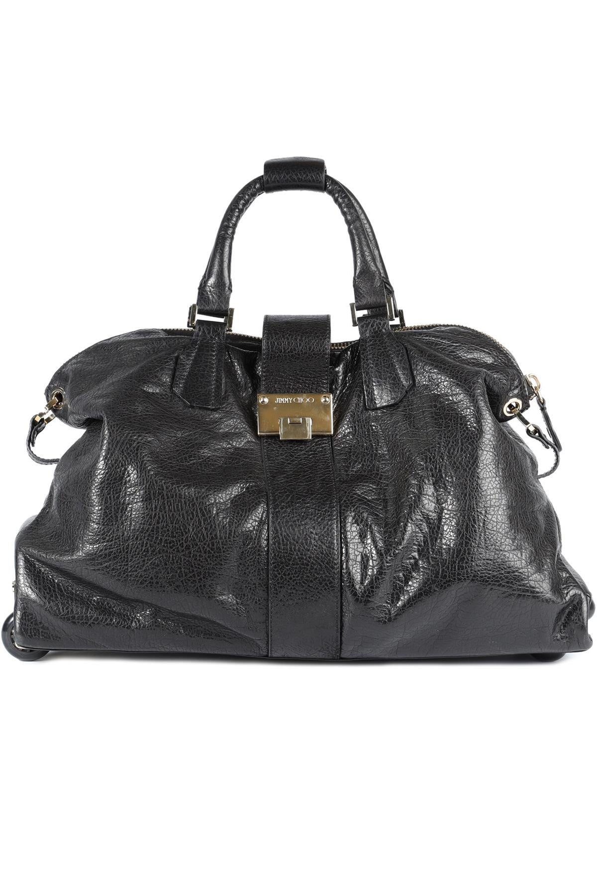 JIMMY CHOO BLACK RAPHAEL LEATHER SUITCASE
