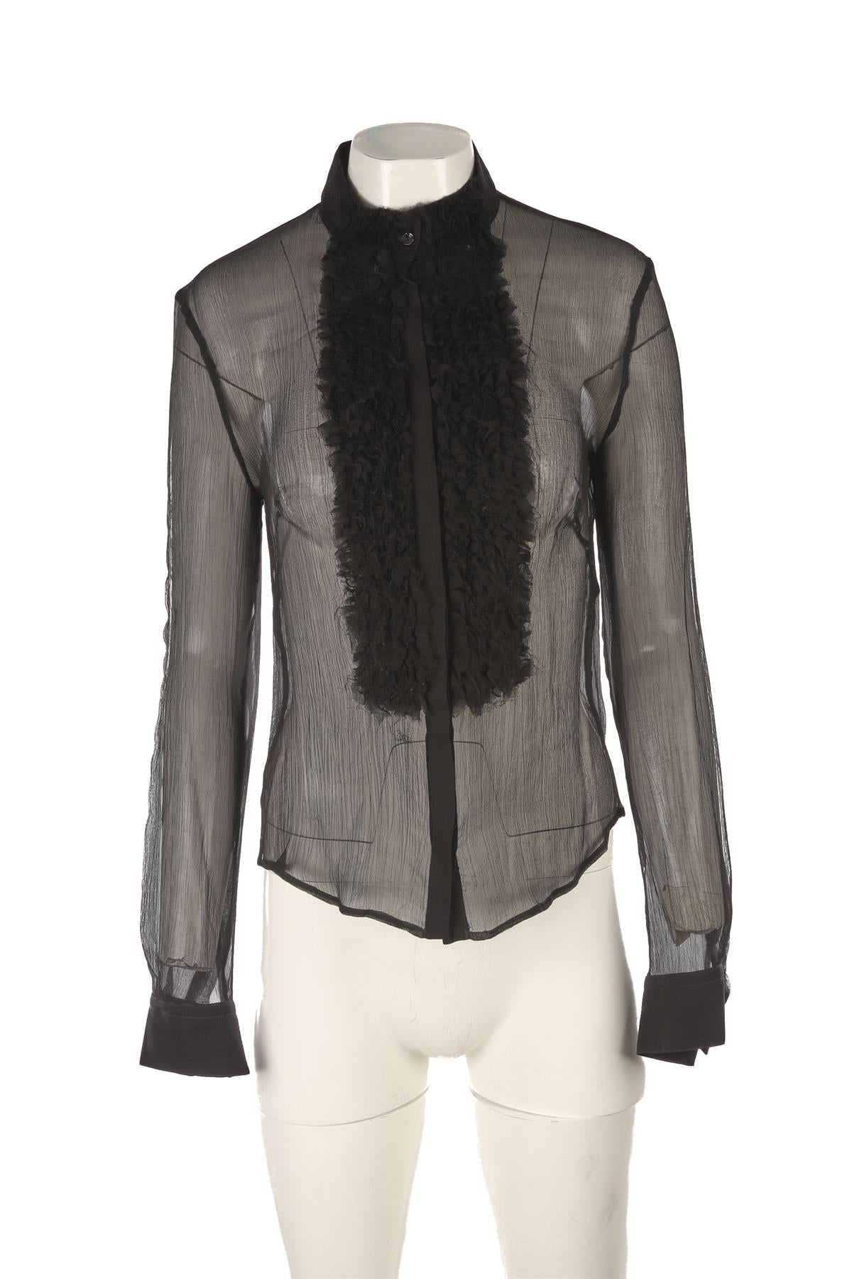 ALEXANDER MCQUEEN BLACK SILK SHIRT MEDIUM